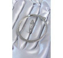 316L Çelik Gümüş Renk Sarmal Model Erkek Bileklik Yüzük Kombini - TJ-EB3599