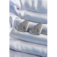 Gümüş Renk Kırık Kalp Model Pirinç Kadın Küpe TJ-BKP8083