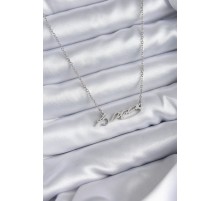 316L Çelik Zincir Gümüş Renk Atatürk İmza Figür Kadın Kolye - TJ-BKO7841