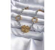 316L Çelik Mix Renk Zincir Model Yonca Figür Kadın Bileklik - TJ-BB5632