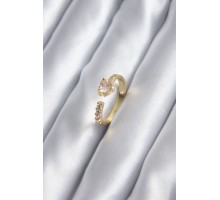 Gold Renk Zirkon Taşlı Kalp Model Kadın Yüzük - TJ-BYK2836