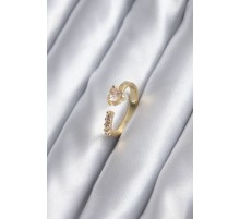 Gold Renk Zirkon Taşlı Kalp Model Kadın Yüzük - TJ-BYK2836