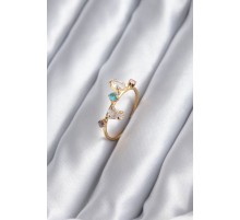 Gold Renk Renkli Zirkon Taşlı Kadın Yüzük - TJ-BYK2844