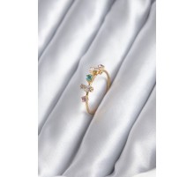 Gold Renk Zirkon Taşlı Renkli Zirkon Taşlı Kadın Yüzük - TJ-BYK2846