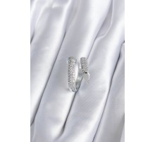 Pirinç Gümüş Renk Zirkon Taşlı Çivi Model Kadın Yüzük - TJ-BYK2877