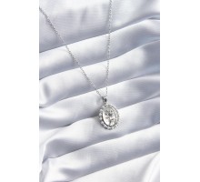 316L Çelik Gümüş Renk Gül Model İnci Detay Kadın Kolye - TJ-BKO8095