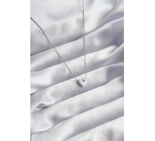 Gümüş Renk Beyaz Kalp Model Nazar Boncuk Detay Kadın Kolye - TJ-BKO8104