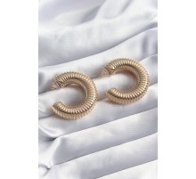 Pirinç Gold Renk İşleme Detay Halka Model Kadın Küpe - TJ-BKP8244