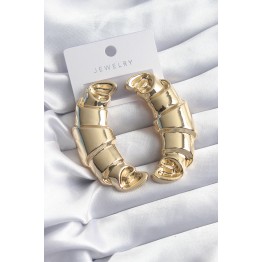 Pirinç Gold Renk Kruvasan Model Kadın Küpe TJ-BKP8251