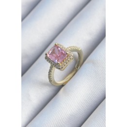 Pirinç Gold Renk Pembe Zirkon Taşlı Kadın Yüzük TJ-BYK2902