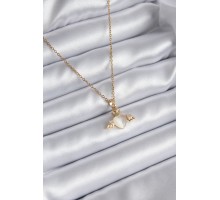 316L Çelik Gold Renk Kanatlı Kalp Model Zirkon Taşlı Kadın Kolye - TJ-BKO8119