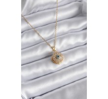 316L Çelik Gold Renk Zirkon Taşlı Göz Model Kadın Kolye - TJ-BKO8170