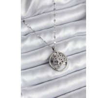 316L Çelik Gümüş Renk Zirkon Taşlı Puma Model Kadın Kolye - TJ-BKO8177