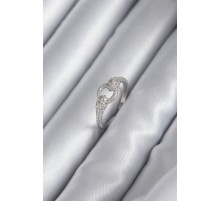 Pirinç Gümüş Renk Zirkon Taşlı Yılan Model Kadın Yüzük - TJ-BYK2922