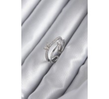 Pirinç Gümüş Renk Zirkon Taşlı Kelebek Model Kadın Yüzük - TJ-BYK2932