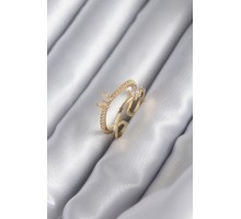 Pirinç Gold Renk Zirkon Taş Detay Kelebek Model Kadın Yüzük - TJ-BYK2933