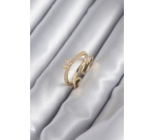 Pirinç Gold Renk Zirkon Taş Detay Kelebek Model Kadın Yüzük - TJ-BYK2933