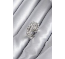 Pirinç Gümüş Renk Zirkon Taşlı Kadın Yüzük - TJ-BYK2938