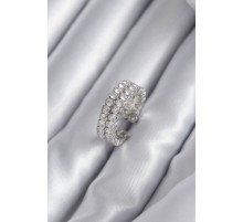 Pirinç Gümüş Renk Zirkon Taşlı Kadın Yüzük - TJ-BYK2938