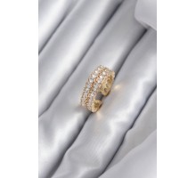 Pirinç Gold Renk Zirkon Taşlı Kadın Yüzük - TJ-BYK2939