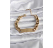 316L Çelik Gold Renk İsim Yazılabilir Plaka Model Kadın Bileklik - TJ-BB5744
