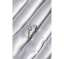 Pirinç Gümüş Renk Zirkon Taşlı Kadın Yüzük - TJ-BYK2963