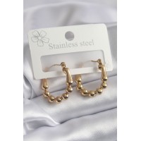 316L Çelik Gold Renk Topçuk Halka Model Kadın Küpe TJ-BKP8301