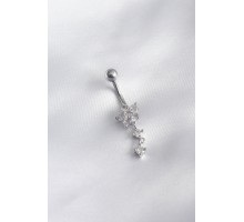 316L Cerrahi Çelik Çiçek Model Zirkon Taşlı Sallantı Model Kadın Göbek Piercing - TJ-PR1215