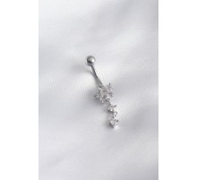 316L Cerrahi Çelik Çiçek Model Zirkon Taşlı Sallantı Model Kadın Göbek Piercing - TJ-PR1215
