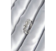 Pirinç Gümüş Renk Kalp Model İnci Detay Kadın Yüzük - TJ-BYK2982