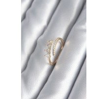 Pirinç Gold Renk Kalp Zirkon Taş Detay Kadın Yüzük - TJ-BYK2987