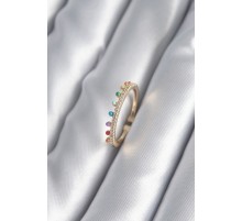 Pirinç Gold Renk Zirkon Taş Detay Kadın Yüzük - TJ-BYK2997