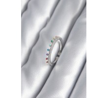 Pirinç Gümüş Renk Zirkon Taş Detay Kadın Yüzük - TJ-BYK2998