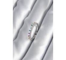 Pirinç Gümüş Renk Zirkon Taş Detay Kadın Yüzük - TJ-BYK2998