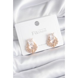 Pirinç Gold Renk Zirkon Taşlı Kadın Küpe TJ-BKP8393