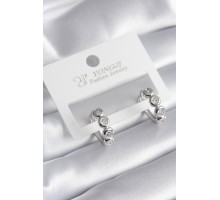 Pirinç Gümüş Renk Zirkon Taşlı Kadın Küpe - TJ-BKP8345