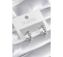 Pirinç Gümüş Renk Zirkon Taşlı Kadın Küpe - TJ-BKP8345