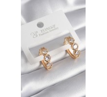 Pirinç Gold Renk Zirkon Taşı Kalp Detay Kadın Küpe - TJ-BKP8358