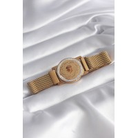 316L Çelik Gold Renk Mıknatıslı Hasır Zirkon Taşlı Model Kadın Bileklik TJ-BB5820