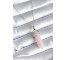 316L Çelik Gümüş Renk Pembe Taşlı Kadın Kolye - TJ-BKO8244