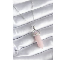 316L Çelik Gümüş Renk Pembe Taşlı Kadın Kolye - TJ-BKO8244