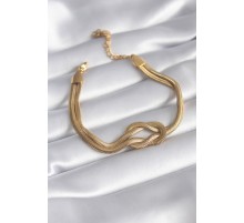 316L Çelik Gold Renk İtalyan Zincir Düğüm Model Kadın Bileklik - TJ-BB5861