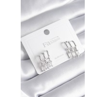 Pirinç Gümüş Renk 3'lü Sallantı Zirkon Taşlı Küpe - TJ-BKP8421
