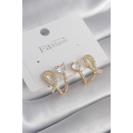 Pirinç Gümüş Renk Zirkon Taşlı Kalp Model Kadın Küpe TJ-BKP8442