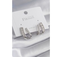 Pirinç Gümüş Renk Zirkon Taşlı Kadın Küpe - TJ-BKP8447