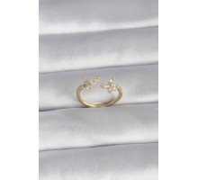 Pirinç Gold Renk Zirkon Taşlı Kelebek Model Kadın Yüzük - TJ-BYK3008