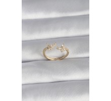 Pirinç Gold Renk Zirkon Taşlı Kelebek Model Kadın Yüzük - TJ-BYK3008