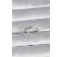 Pirinç Gümüş Renk Zirkon Taşlı Çiçek Model Kadın Yüzük - TJ-BYK3014