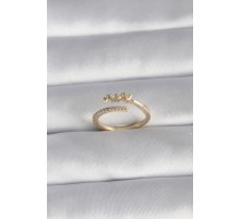 Pirinç Gold Renk Zirkon Taş Detay Kalp Model Kadın Yüzük - TJ-BYK3015