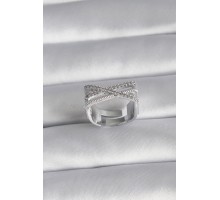 Pirinç Gümüş Renk Zirkon Taş Detay Kadın Yüzük - TJ-BYK3028